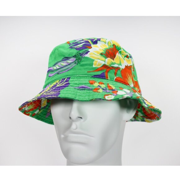 Polo Ralph Lauren Women Bucket Hat Tropical Edition Green Floral S/M New - Picture 1 of 4